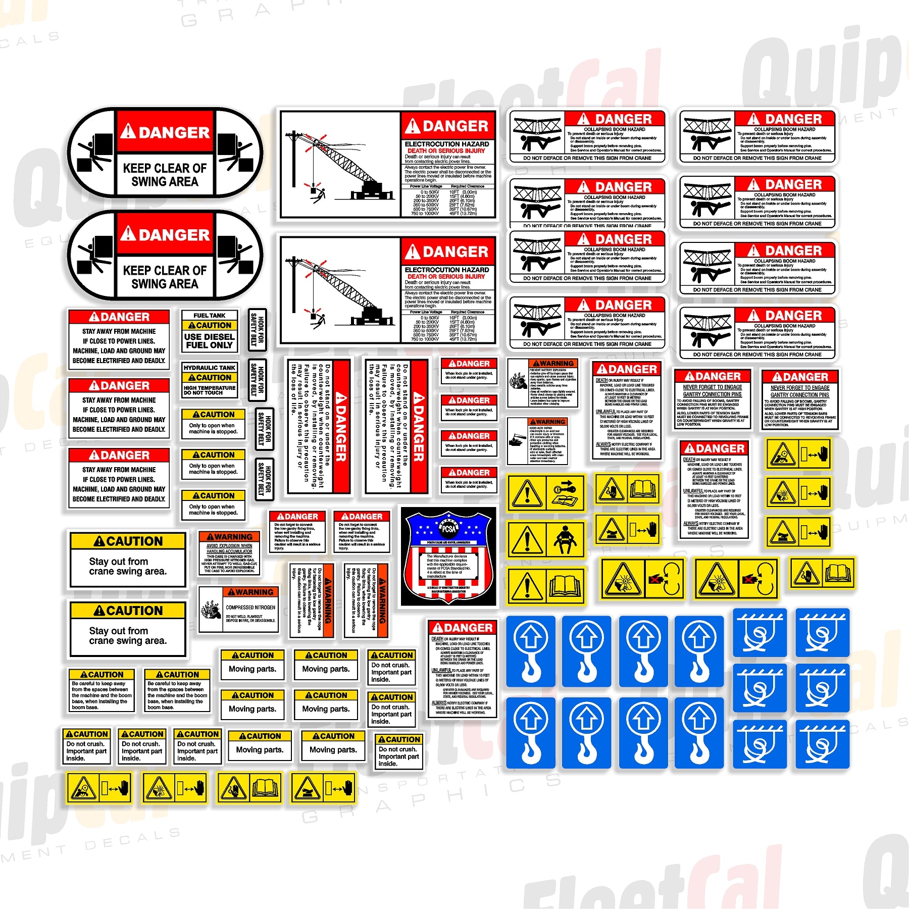 Printable Remote Control Crawler Signs Kobelco Crawler Crane Safety Decal Set – Truck and Equipment Decals