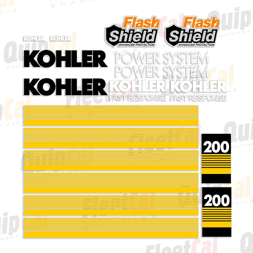 Backup Generator Sticker Kohler 200 Generator Marking Decal Set – Truck and Equipment Decals