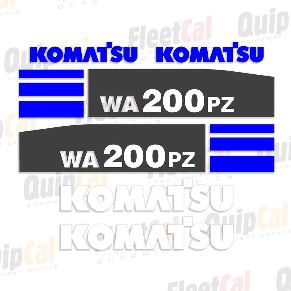 Komatsu WA200PZ-6 Wheel Loader Decal Set (Gray Lift Arms)