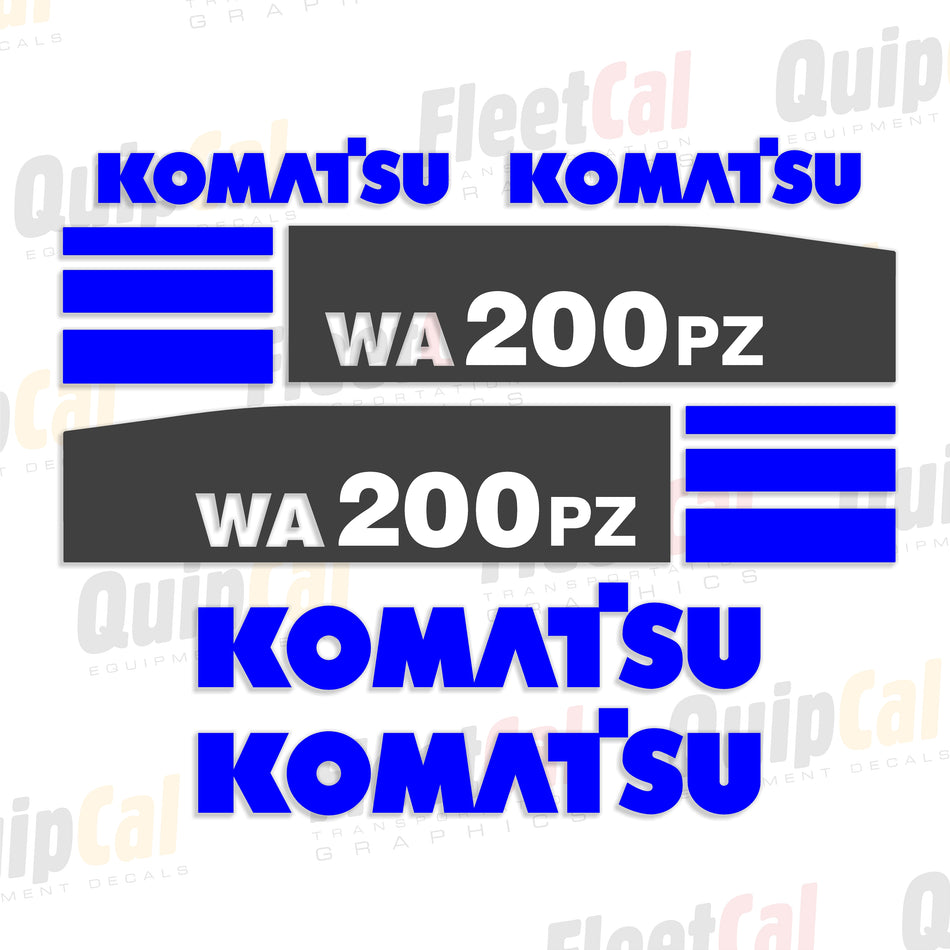 Komatsu WA200PZ-6 Wheel Loader Decal Set (Yellow Lift Arms)