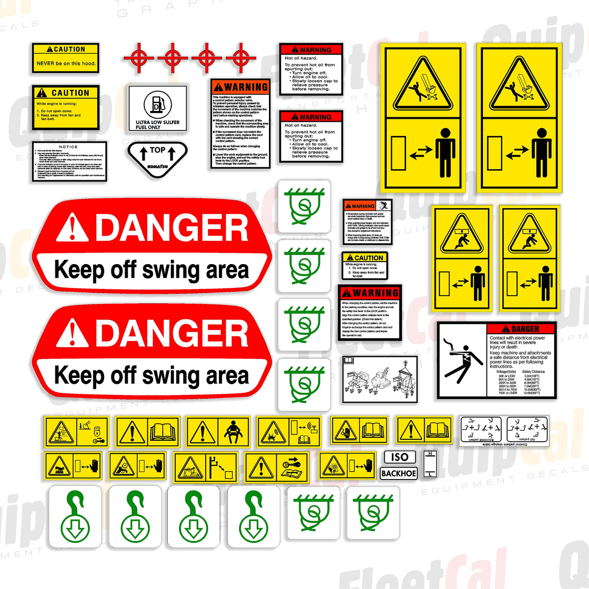 Machine Control Decals Komatsu Excavator Safety Decal Set (fits -7 through -11 models) – Truck ...