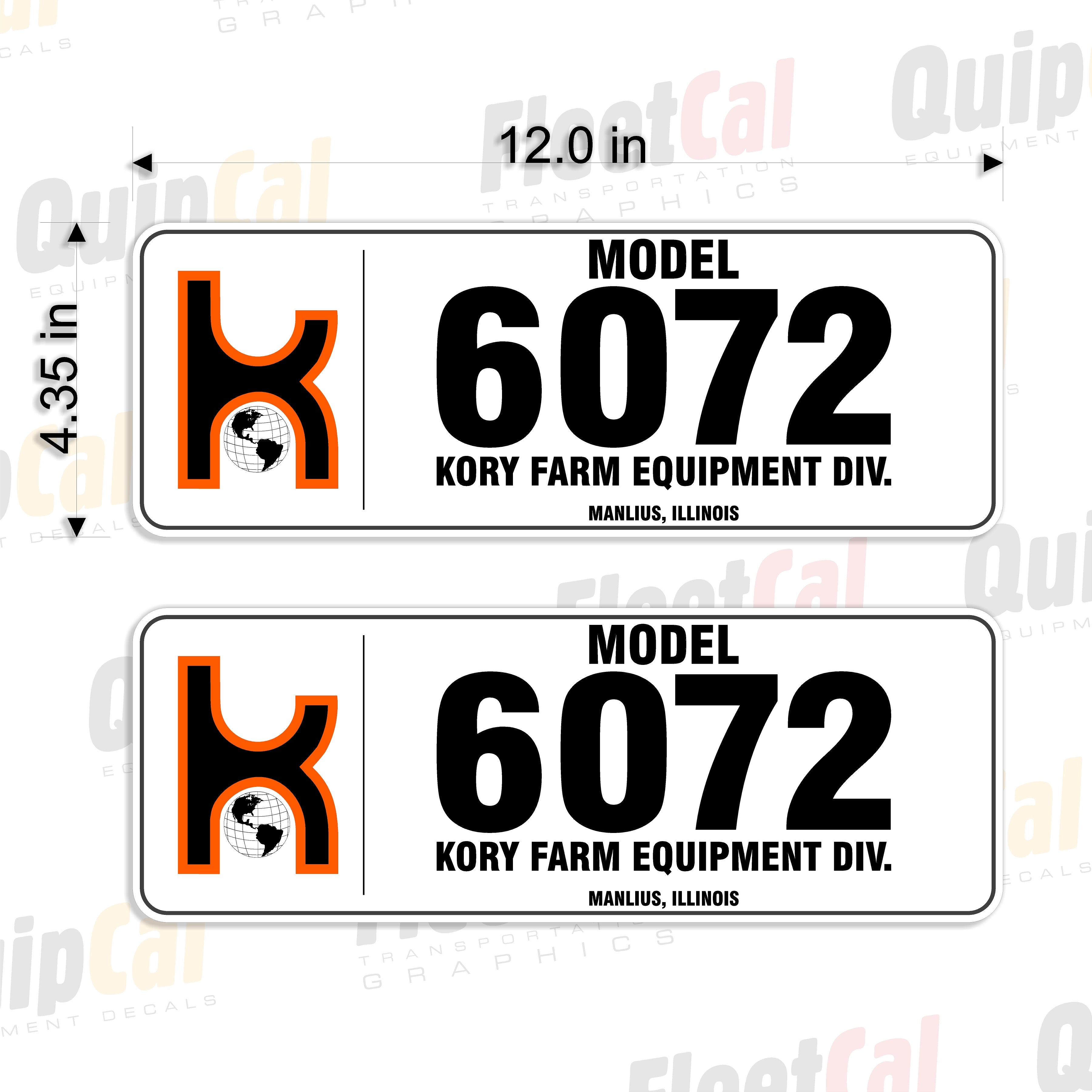 Kory Farm Equipment Decals