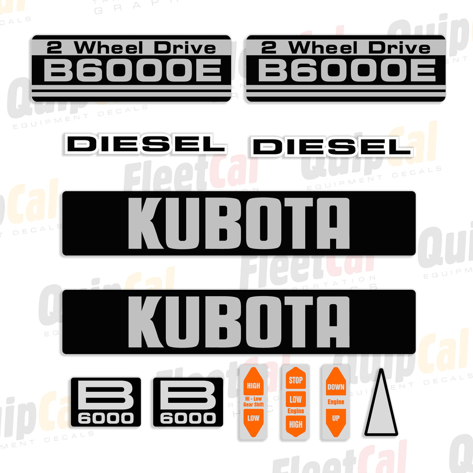 Kubota B6000E Compact Utility Tractor Decal Set