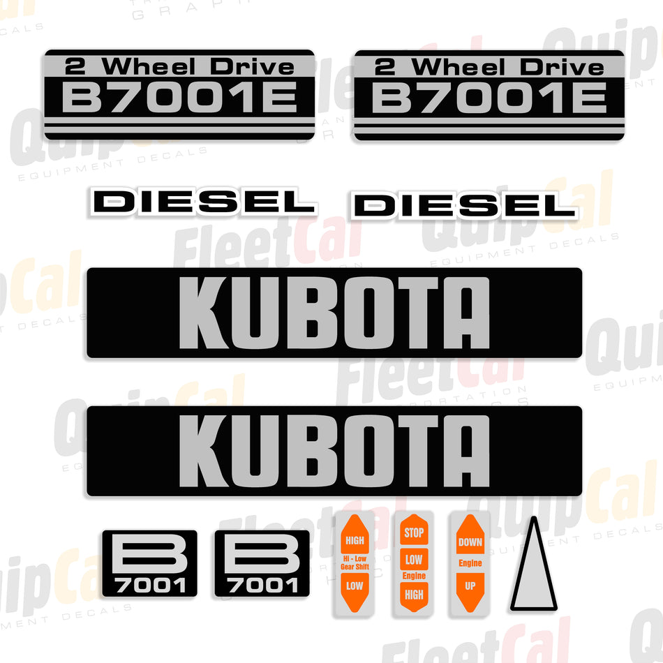 Kubota B7001E Compact Utility Tractor Decal Set