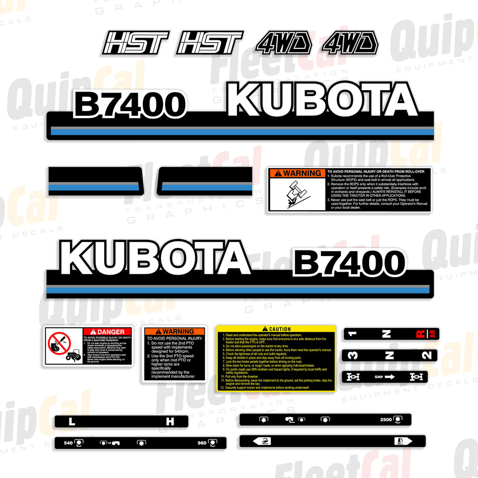 Kubota B7400 Compact Tractor Decal Set