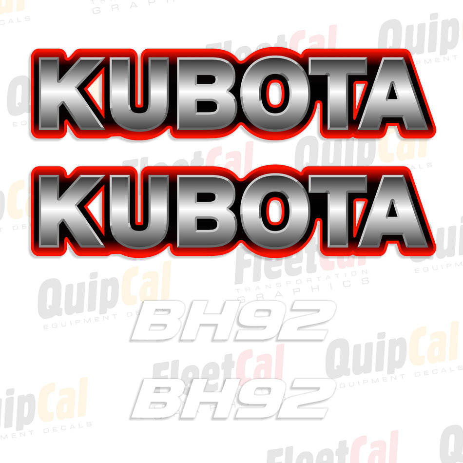 Kubota BH92 Backhoe Decal Set