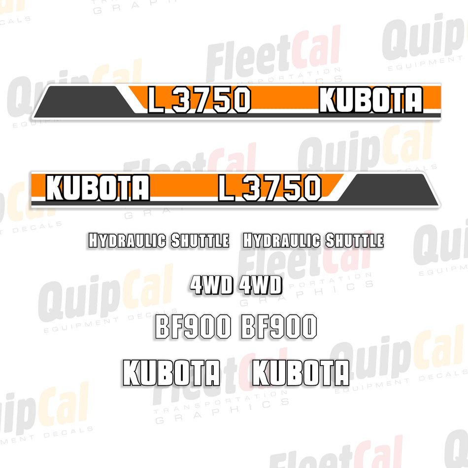 Kubota L3750 Loader with BF900 Loader Attachment Marking Decal Set