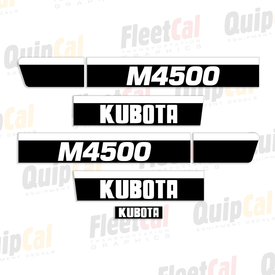 Kubota M4500 Utility Tractor Hood Decal Set