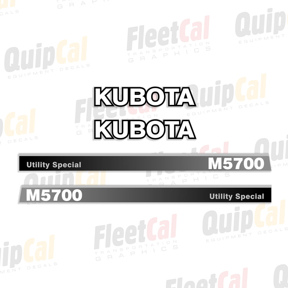 Kubota M5700 Utility Special Tractor Hood Decal set
