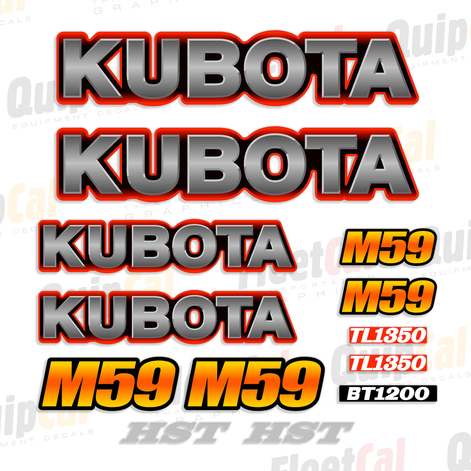 Kubota M59 Tractor Loader Backhoe Marking Decal Set