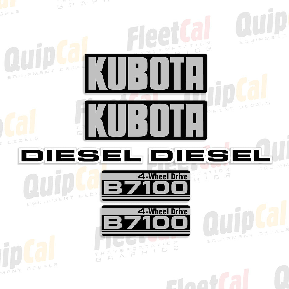 Kubota B7100 4 Wheel Drive Tractor Marking Decal Set