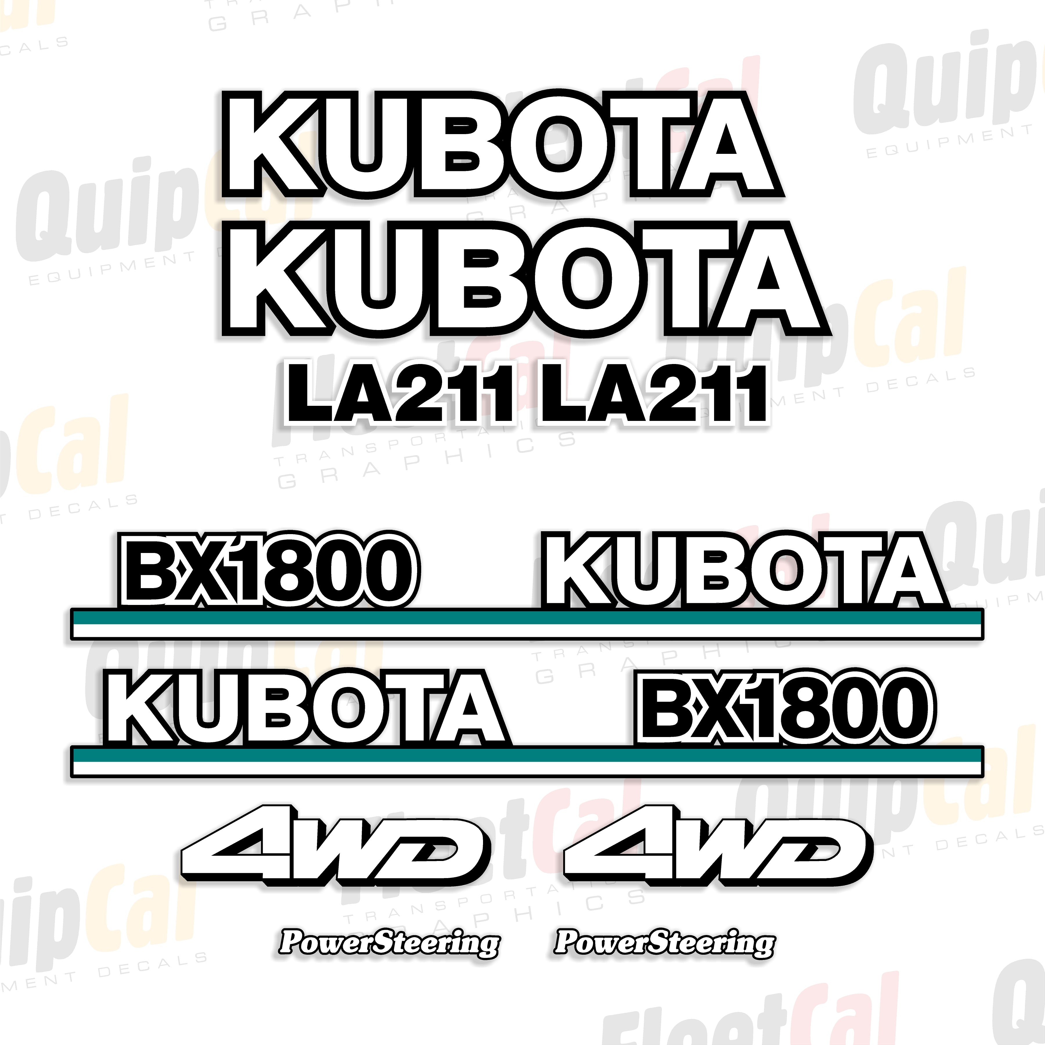 Kubota BX1800 Tractor with LA211 Loader Marking Decal Set – Truck