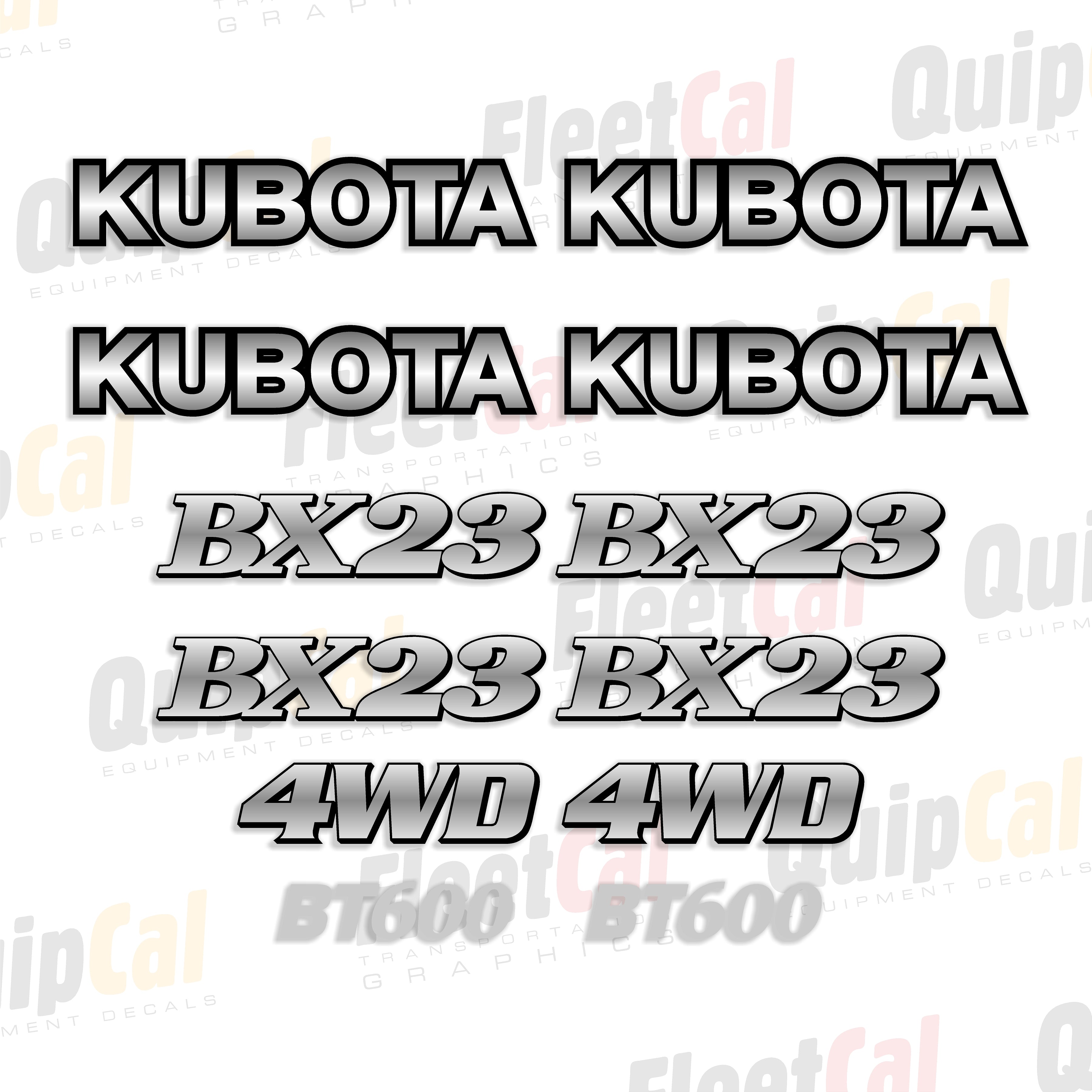 Kubota BX23 Tractor Loader Backhoe Marking Decal Set – Truck and ...