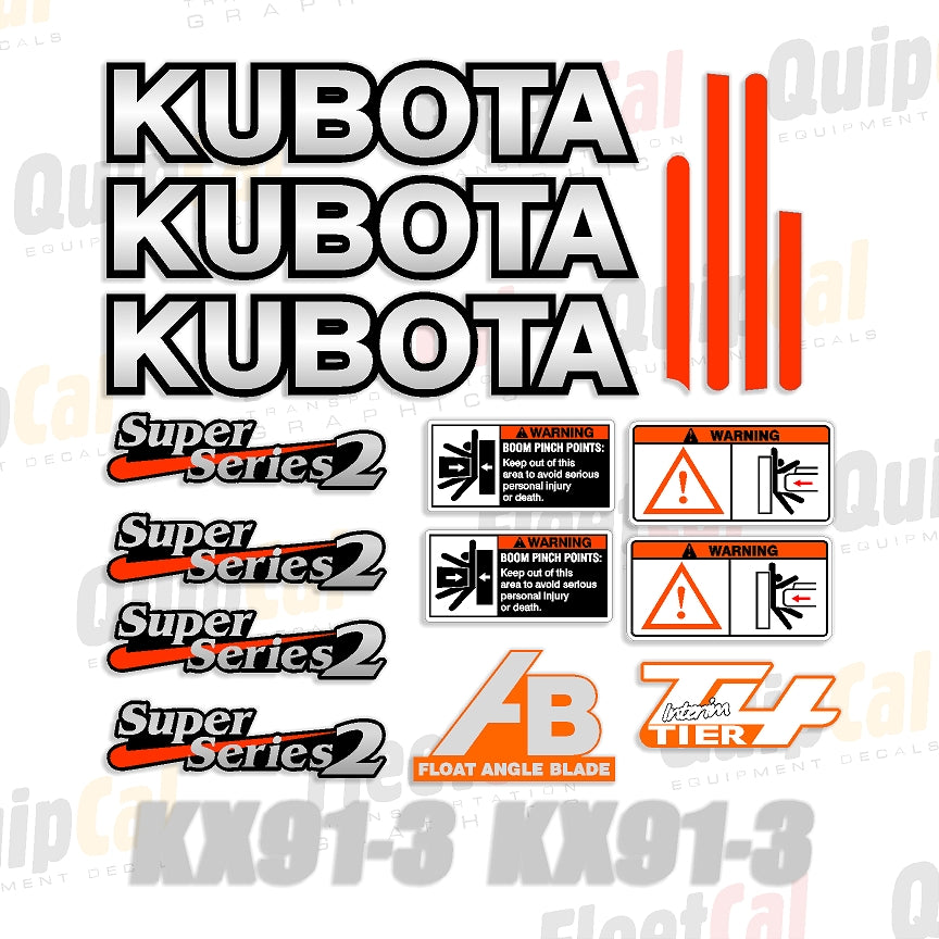 Kubota Excavator Decals