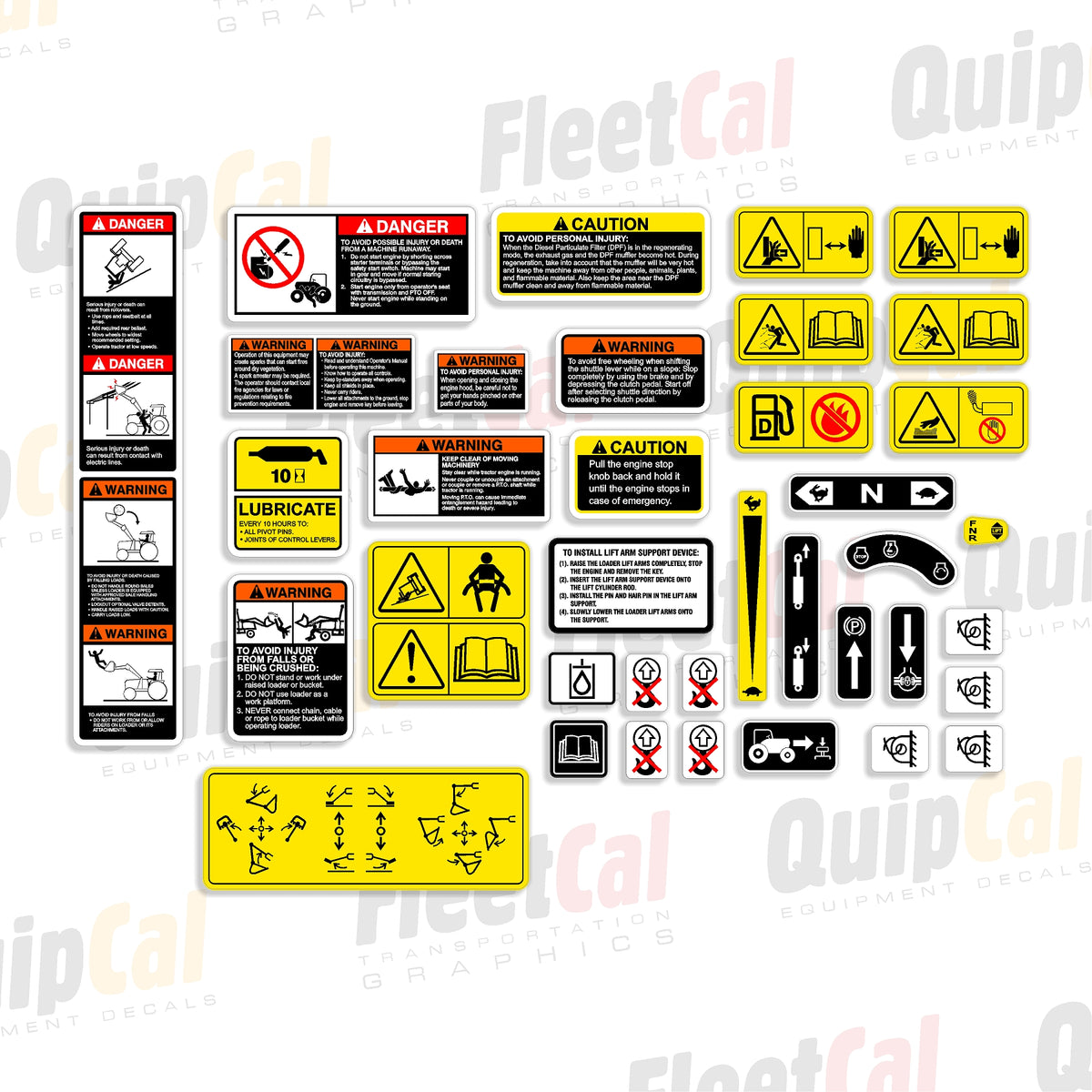 Control Decals Kubota Tractor with Loader & Backhoe Safety & Control Decal Set – Truck ...