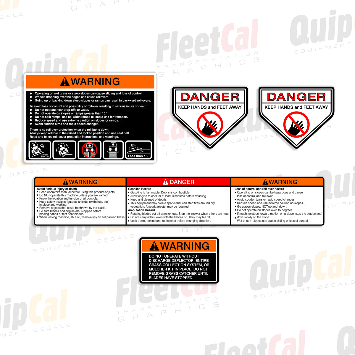 Control Decals Lawn Mower Universal Safety Decal Set – Truck and Equipment Decals