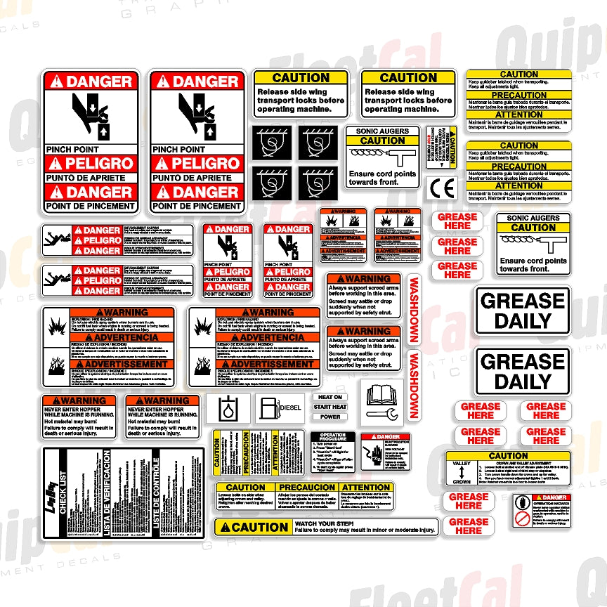Paving Machine Sticker LeeBoy Paver Safety & Warning Decal Set – Truck and Equipment Decals