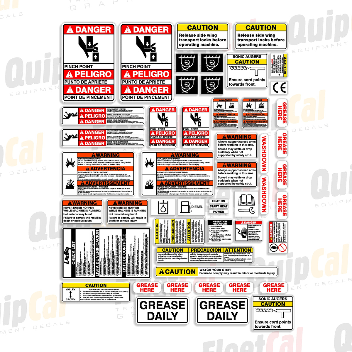 Paving Machine Sticker LeeBoy Paver Safety Decal Set – Truck and Equipment Decals