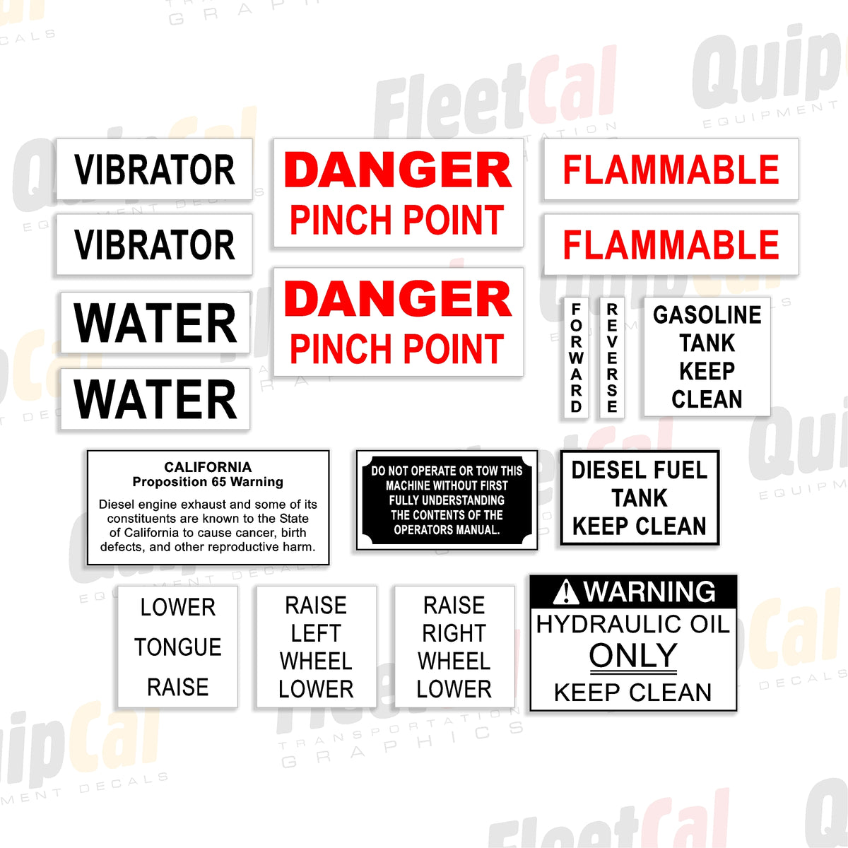 Machine Control Decals LeeBoy Early Model Roller Safety and Control Decal Set (fits model 300 ...