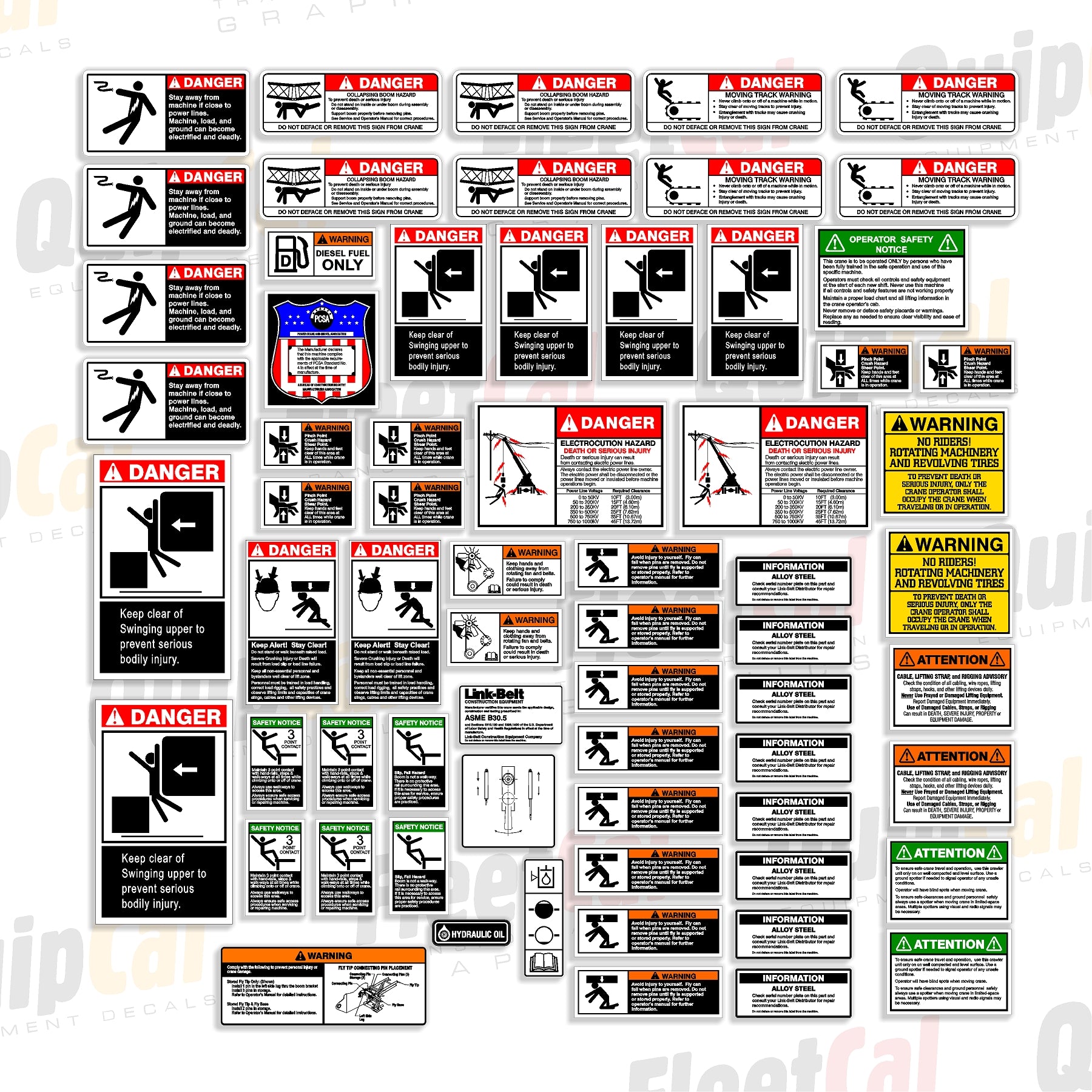 Printable Remote Control Crawler Signs Link-Belt Crawler Crane Safety Decal Set – Truck and Equipment Decals