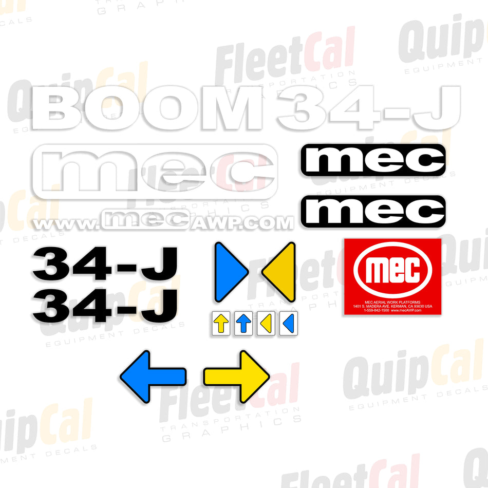 MEC 34-J Telescopic Man Lift Marking Decal Set