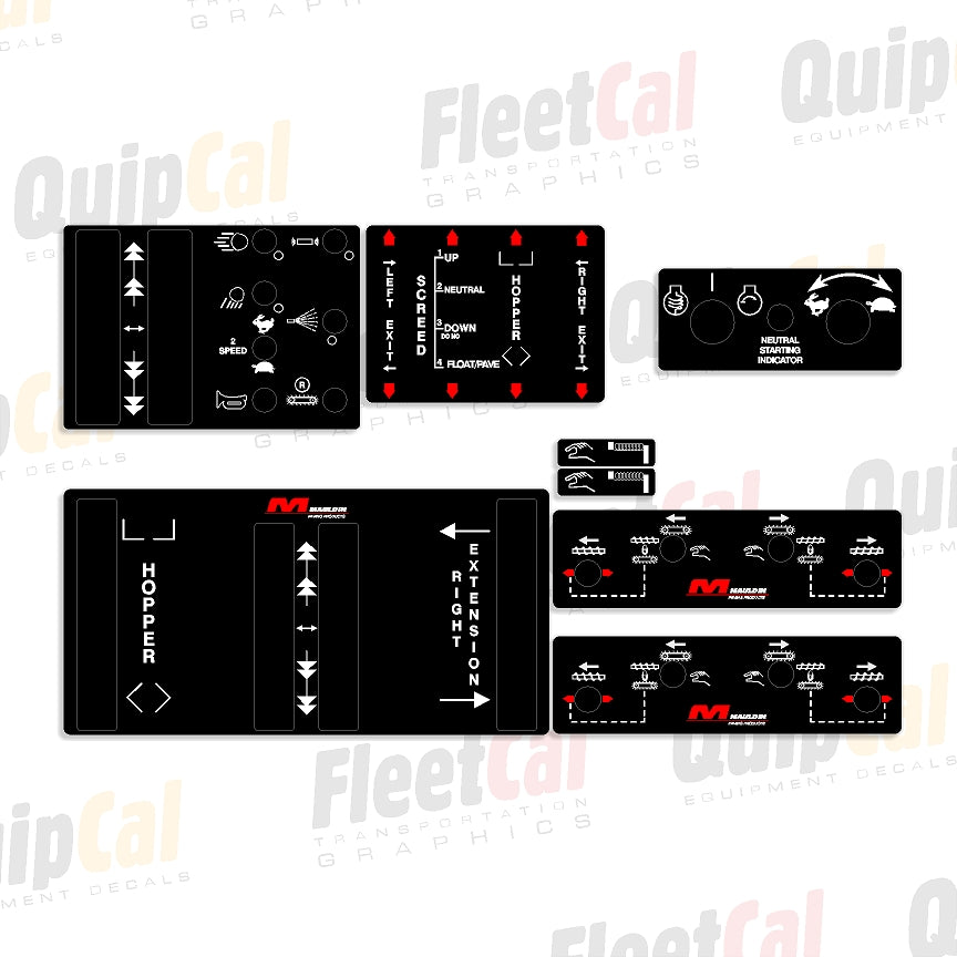 Machine Control Decals Mauldin 1500D Paver Controls Marking Decal Set – Truck and Equipment Decals