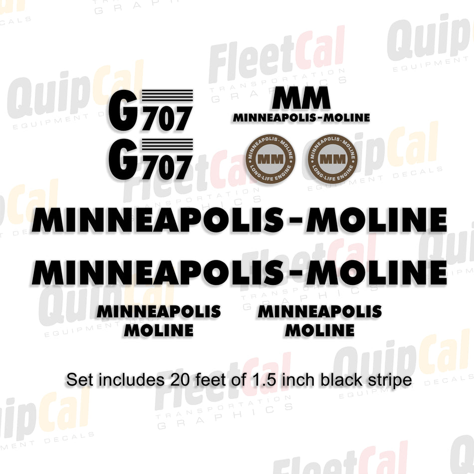 Minneaplis-Moline G707 Tractor Decal Set