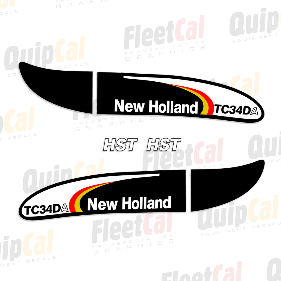 New Holland TC34DA Tractor Hood Decal Set - Compact Utility
