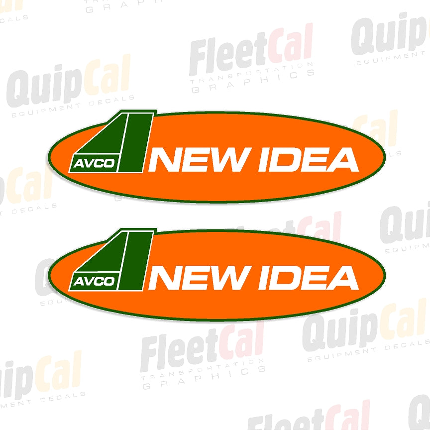 New Idea Avco Logo Decals - Orange Fill (1 PAIR)