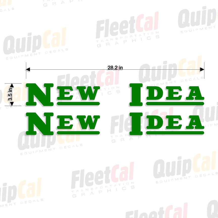 New Idea Early Model Logo Decals - Green (1 PAIR)