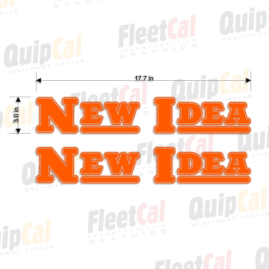 New Idea Early Model Logo Decals - Orange (1 PAIR)