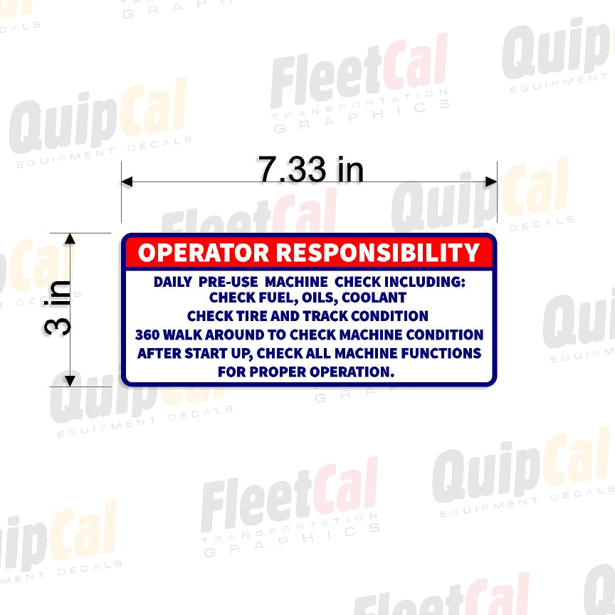 Operator Responsibility Decal 001 (QTY 50) – Truck and Equipment Decals
