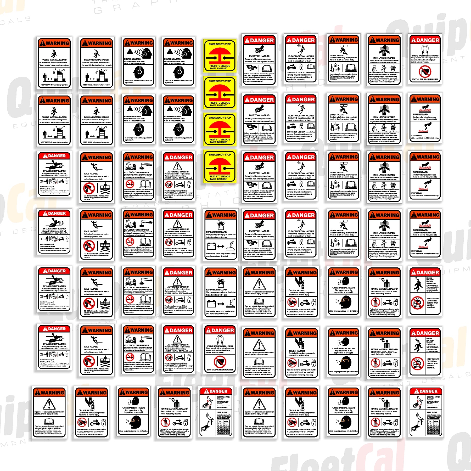 Crusher Screener Safety Decal Set