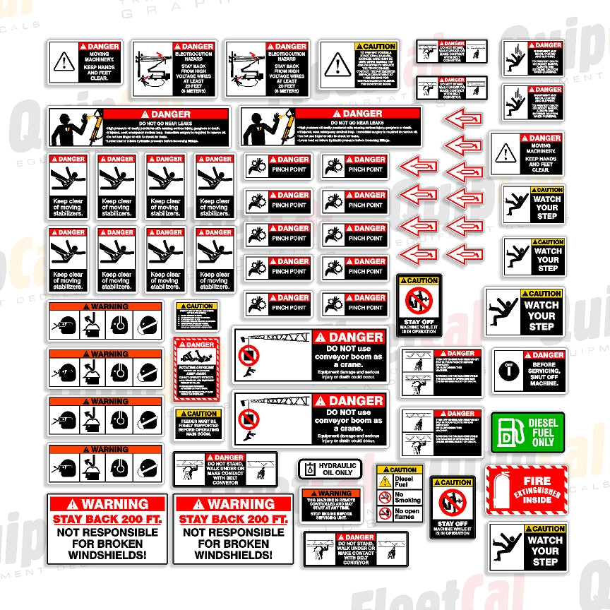 Warning Decals Telehandler Putzmeister Concrete Conveyor Safety & Warning Decal Set – Truck and ...