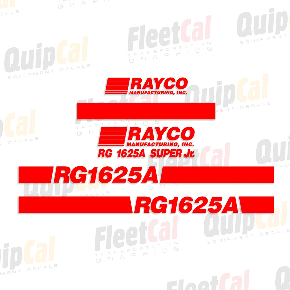 Rayco RG1625A Super Jr. Early Model Marking Decal Set
