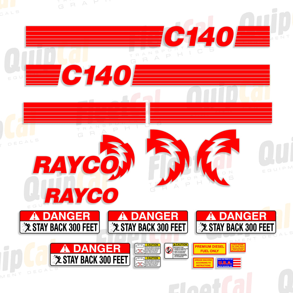 Rayco C140 Crawler Mulcher Decal Set
