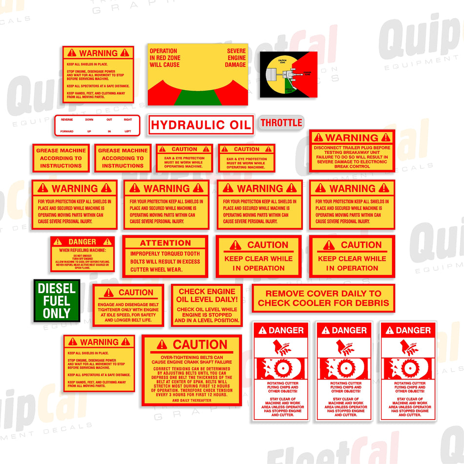 Rayco Stump Grinder Versie 2 Veiligheidsstickerset
