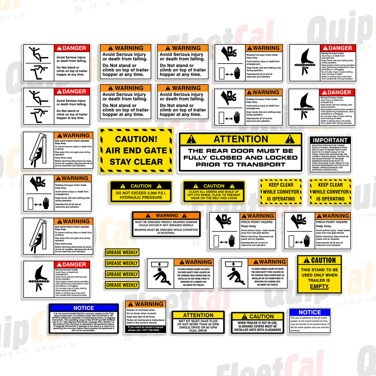 Bottom Feed Riser Decal Red River Live Bottom Trailer Safety Decal Set – Truck and Equipment Decals