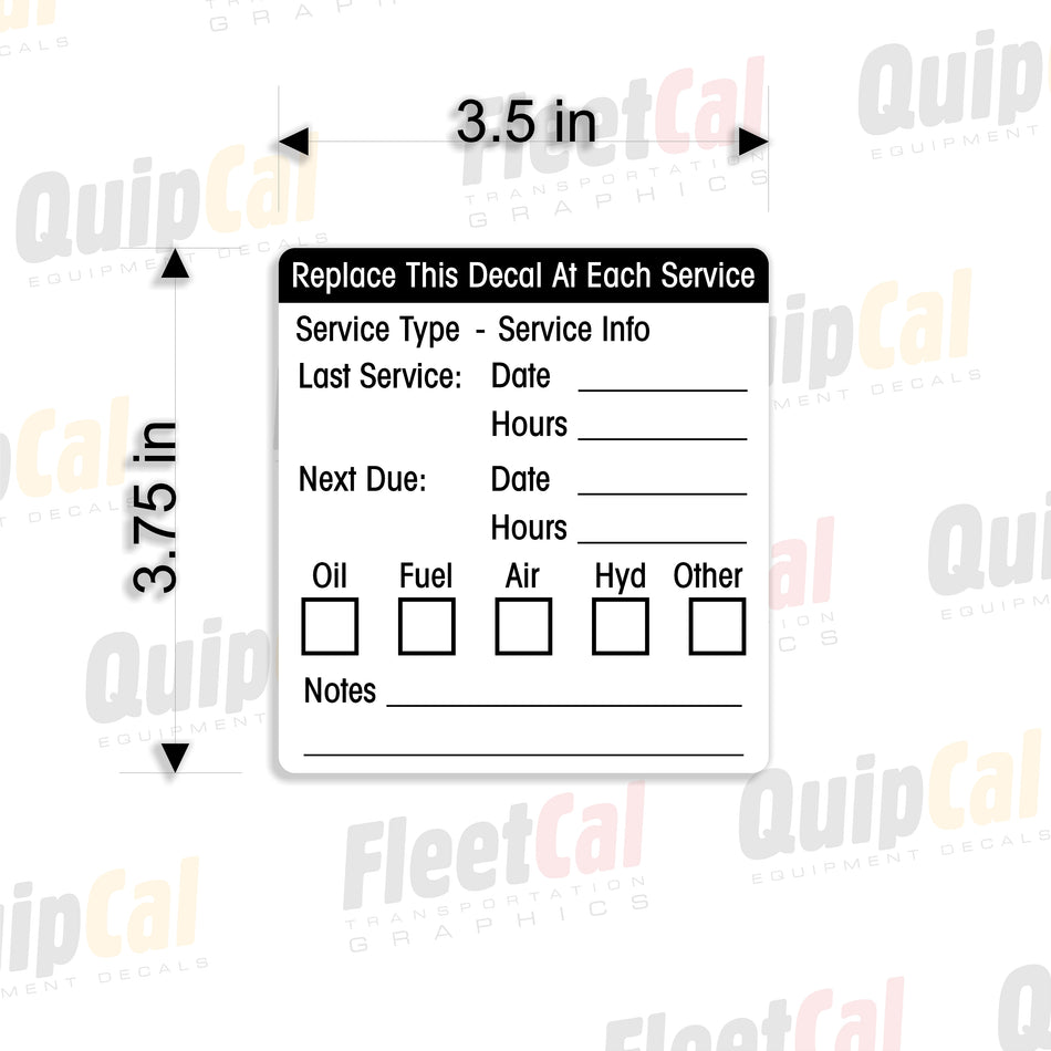 Service Information and Service Due Decal