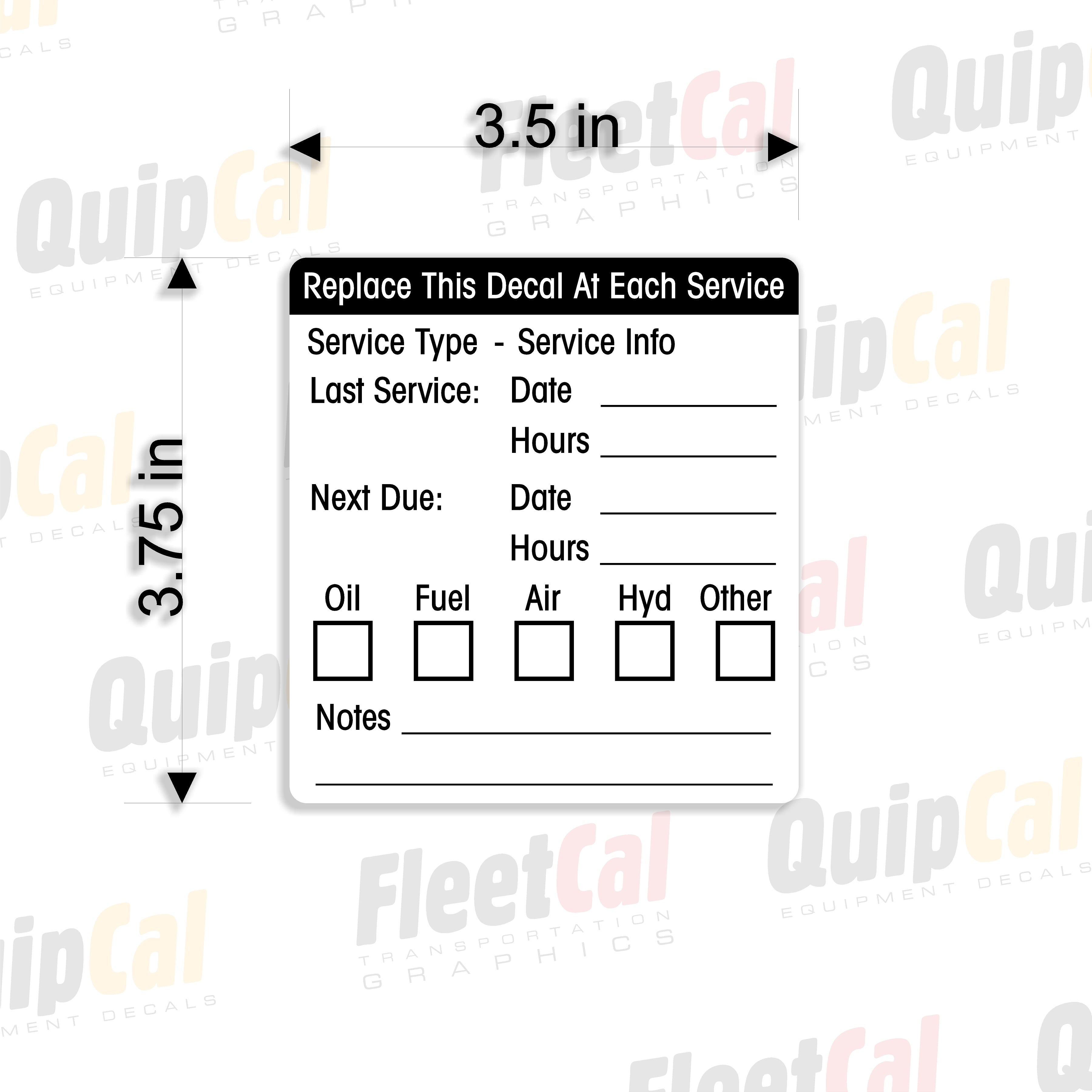 Service Information and Service Due Decal