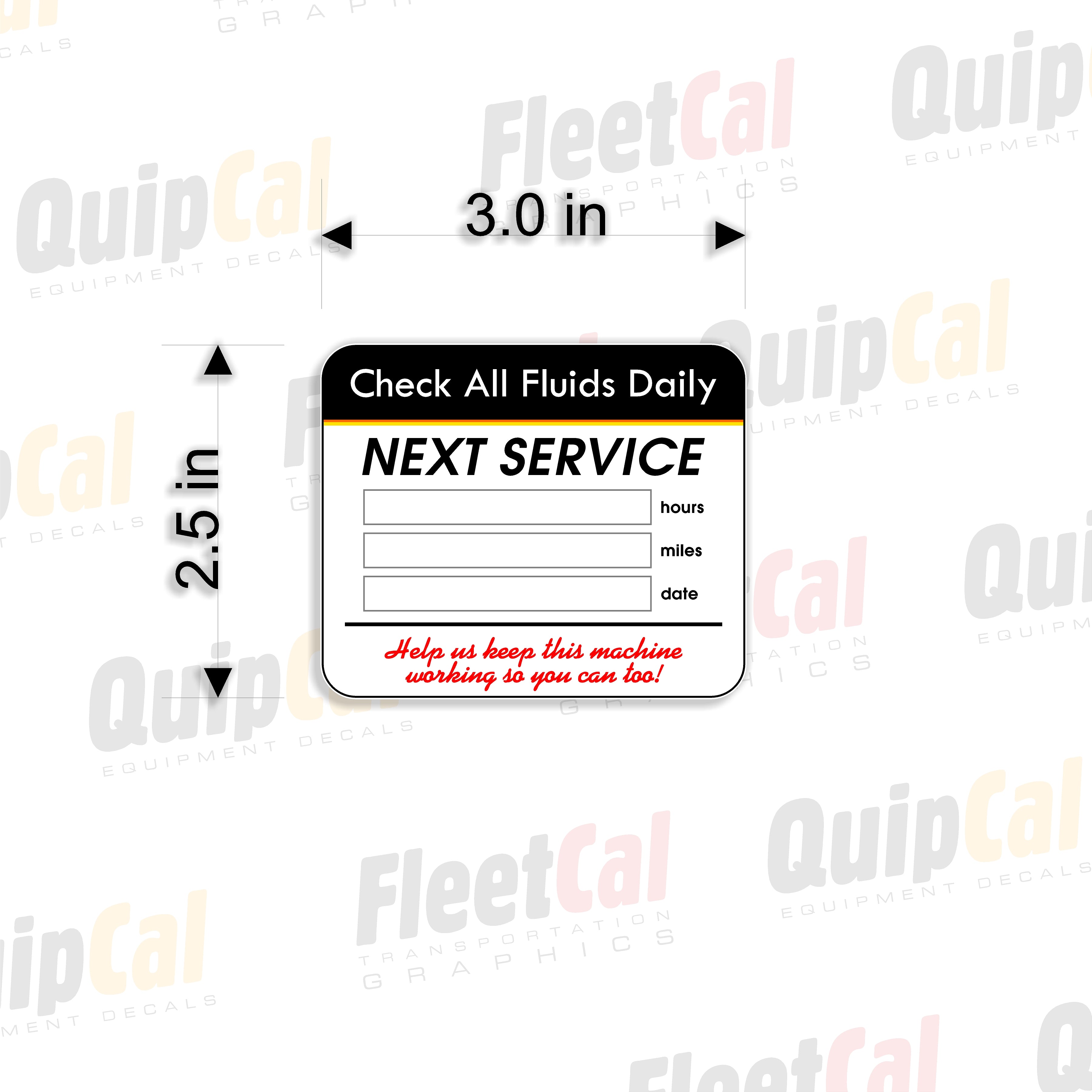 Service Information Decal - 003 (QTY 50) – Truck and Equipment Decals