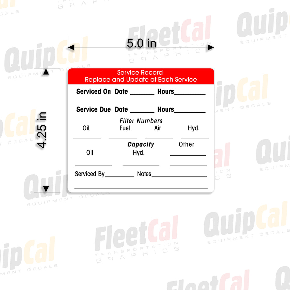 Service Information and Service Due Decal