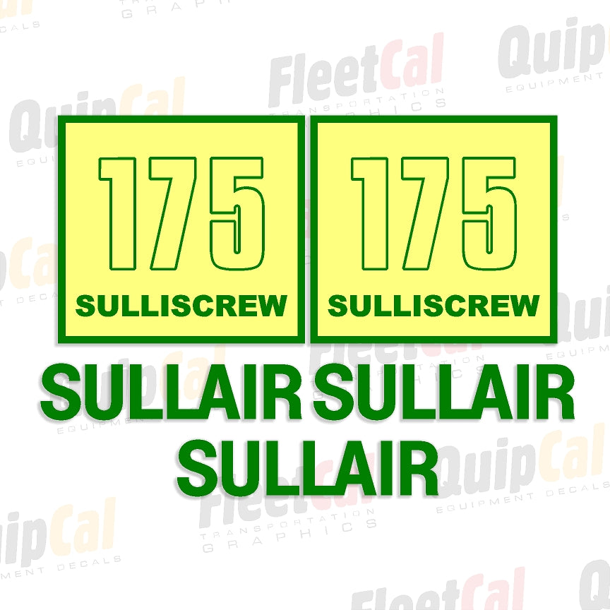 Sullair 175 Sulliscrew Air Compressor Marking Decal Set – Truck and ...