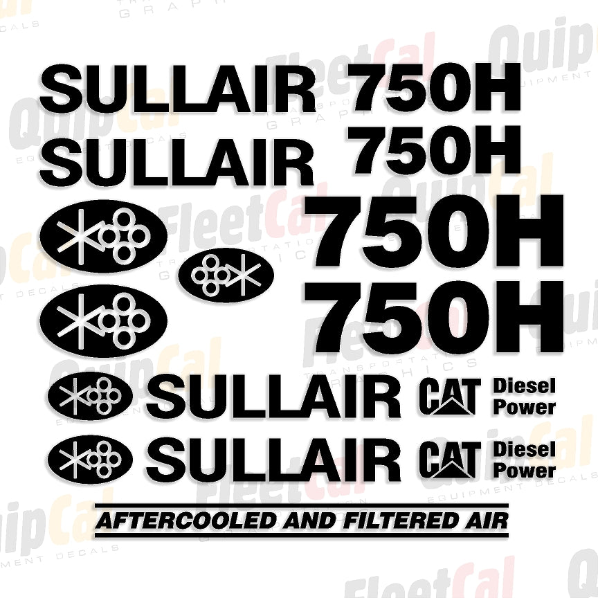 Compressor Sticker Sullair 750H Portable Air Compressor Marking Decal Set – Truck and ...