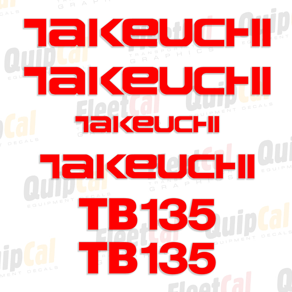 Takeuchi TB135 Mini Excavator Decal Set