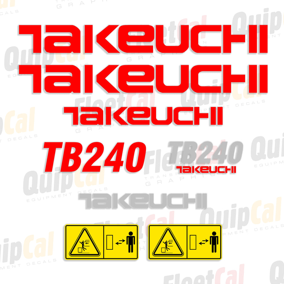 Takeuchi TB240 Excavator Enclosed Cab Model Decal Set