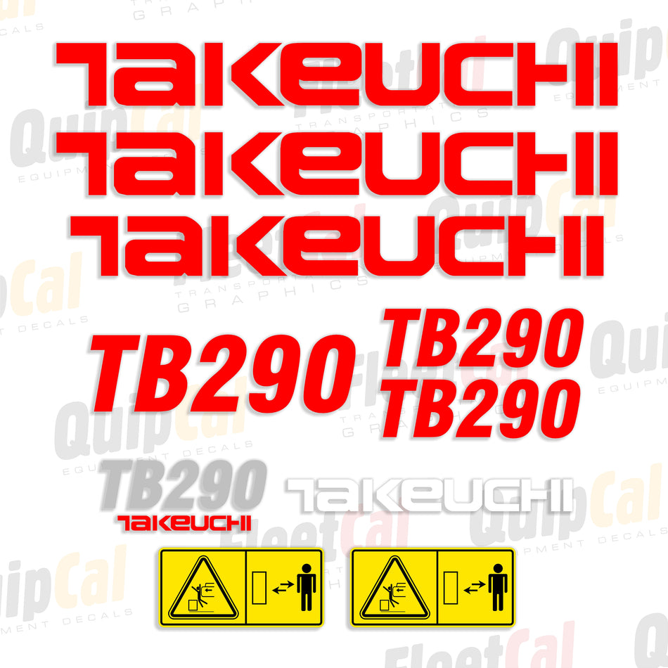 Takeuchi TB290 Excavator 2018 Model Decal Set