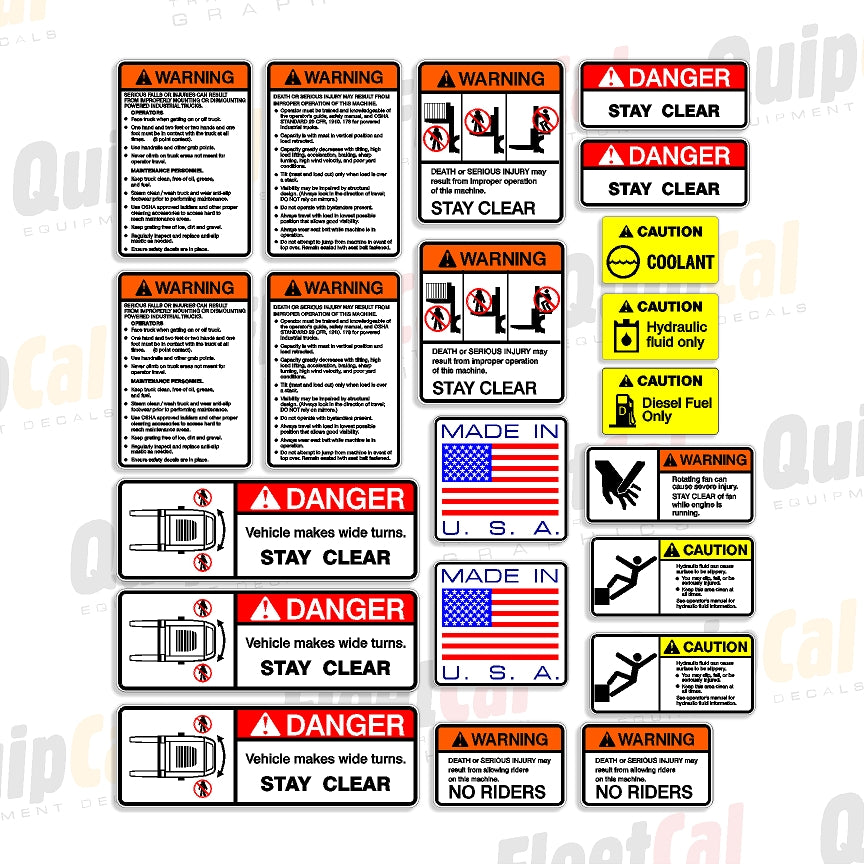 Taylor Forklift Safety Decal Set – Truck and Equipment Decals