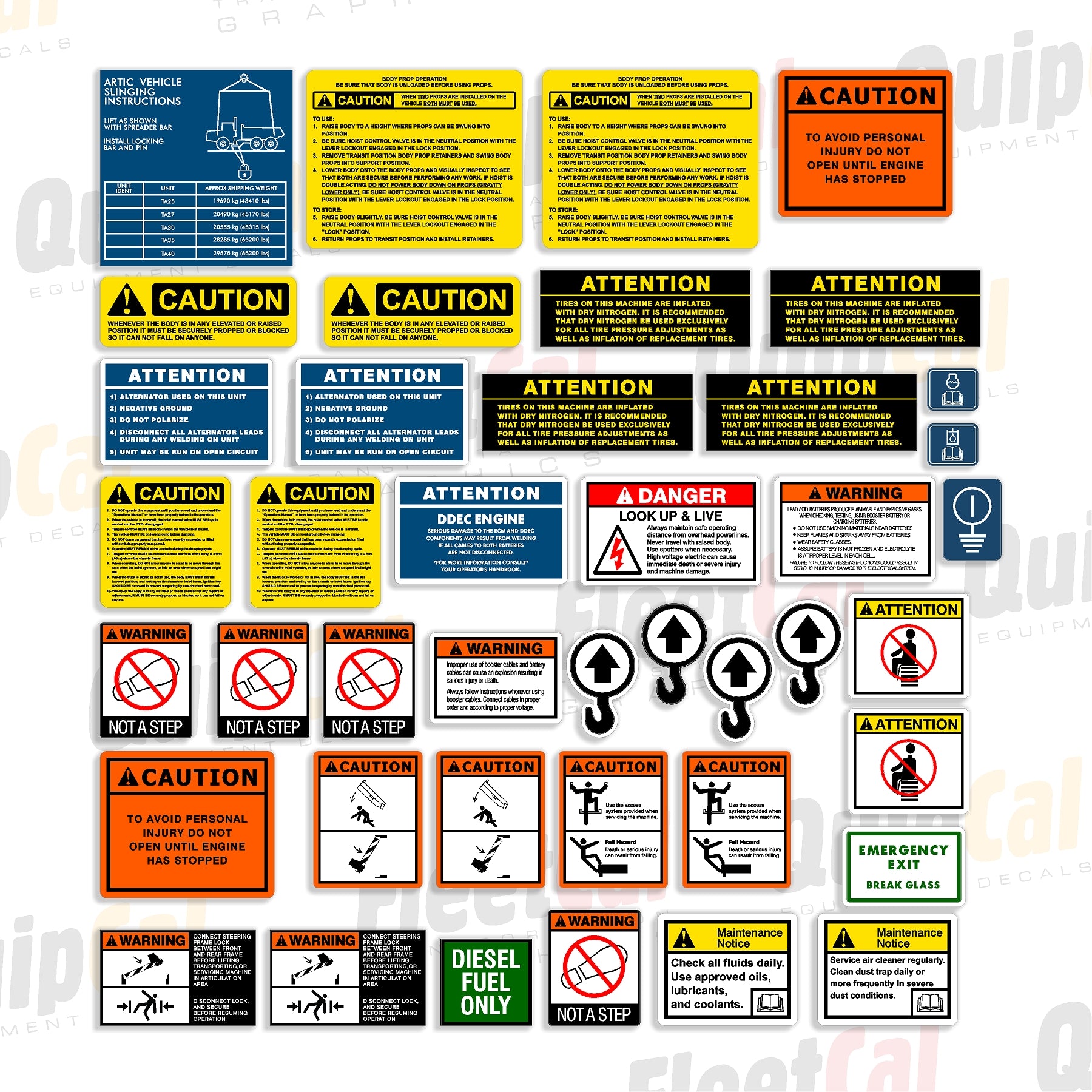 Machine Control Decals Terex Haul Truck Safety Decal Set – Truck and Equipment Decals