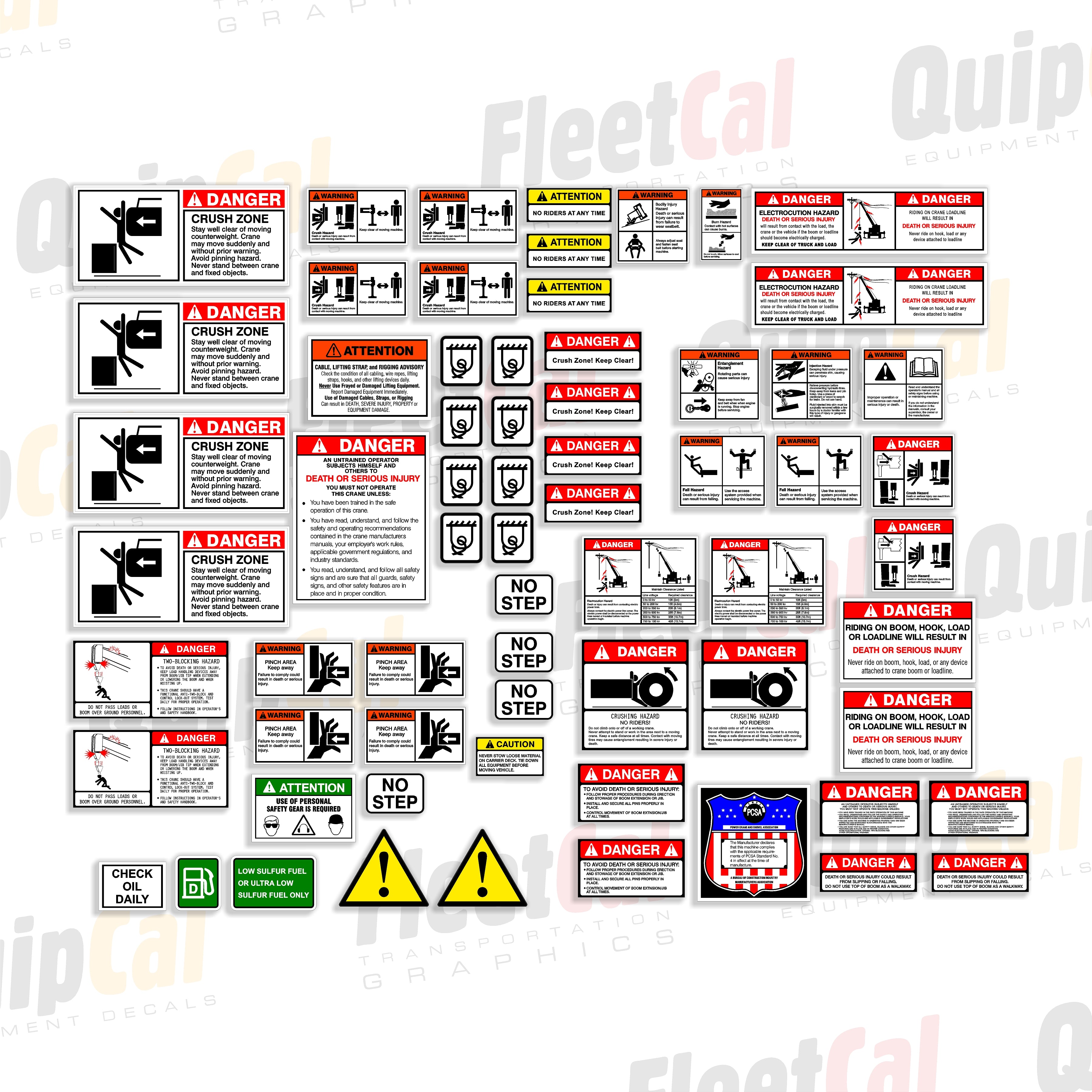 Control Decals Terex Rough Terrain Crane Safety Decal Set – Truck and Equipment Decals